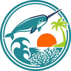 Narwhal marine mammal ocean creature. © logo