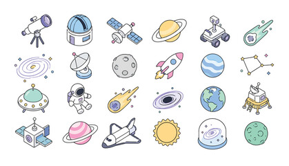 Colorful Space Icons Set. © iwak