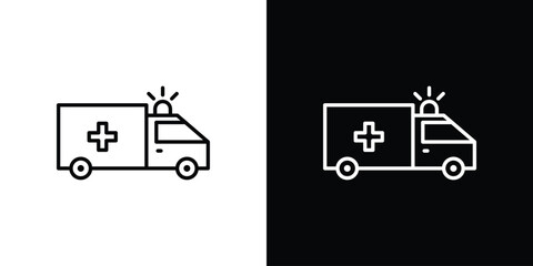 Fototapeta premium Ambulance icon outline stroke in black.