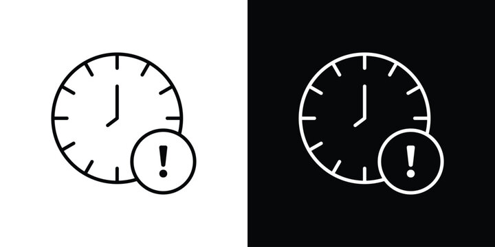 Alarm exclamation icon outline stroke in black.