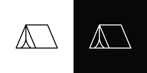 Camping icon outline stroke in black. © Oliver