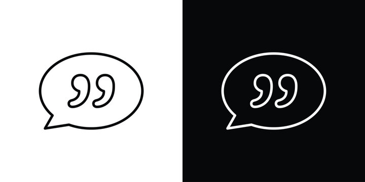 Comment quote icon outline stroke in black.