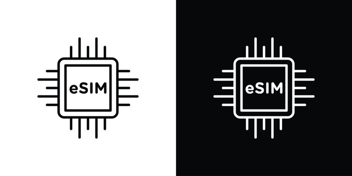 ESIM icon outline stroke in black.