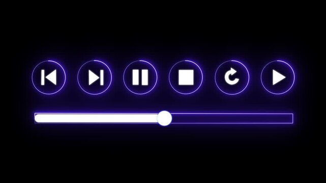 music play bar or music loading bar icon animation. play pause icon. social media timeline bar on black screen, music scroll bar animation. animation music audio player. timeline player loading line