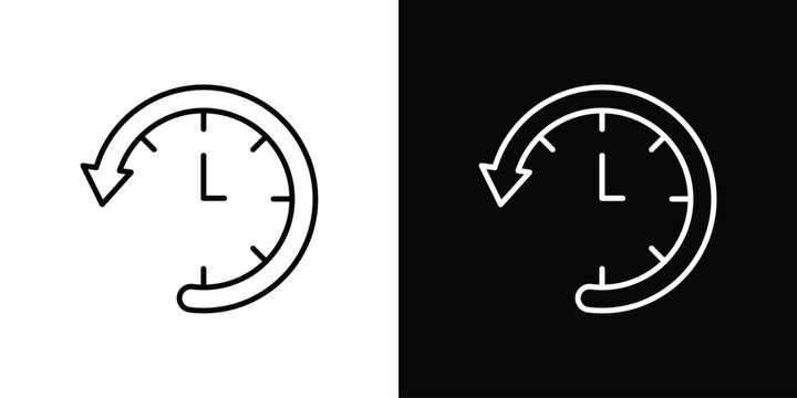 Past time icon outline stroke in black.
