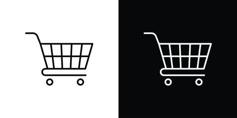 Shopping icon outline stroke in black. © Oliver