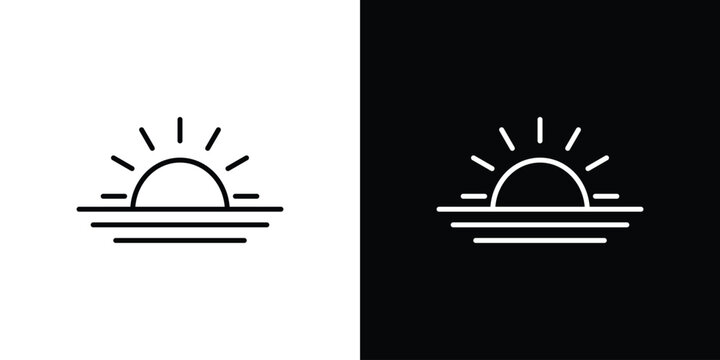 Sunrise icon outline stroke in black.