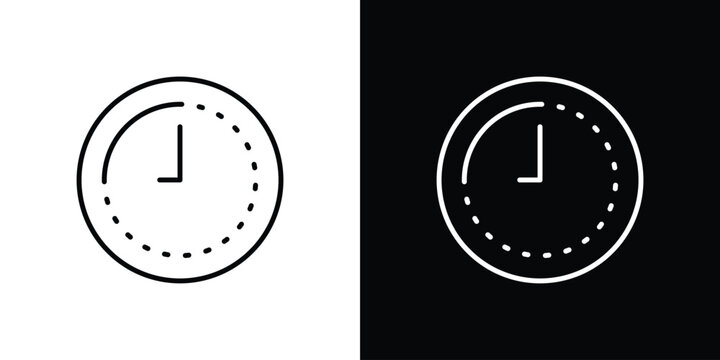 Time quarter past icon outline stroke in black.