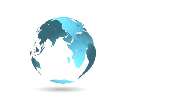 Blue continents are standing out on transparent earth globe rotating