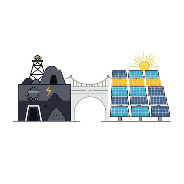 Mining coal and renewable energy infrastructure solar power generation industry technology