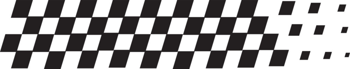 Modern racing stripe vector graphics with finish line checkered flag and racing car elements. Sports car livery layouts and abstract velocity pattern graphics © fatima