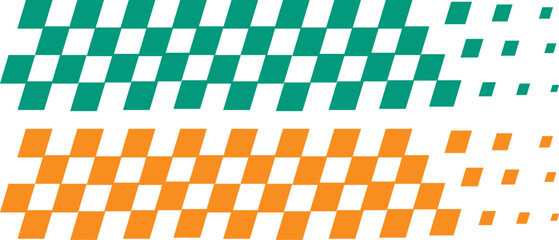 Modern racing stripe vector graphics with finish line checkered flag and racing car elements. Sports car livery layouts and abstract velocity pattern graphics © fatima