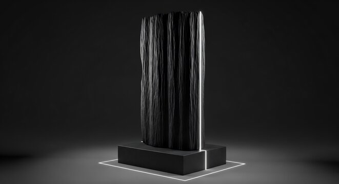 3d rendering of a black column on a square base with lighting effects
