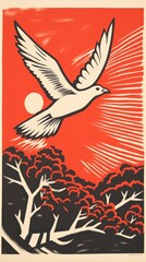 Obraz premium Peace doves flying painting drawing nature.