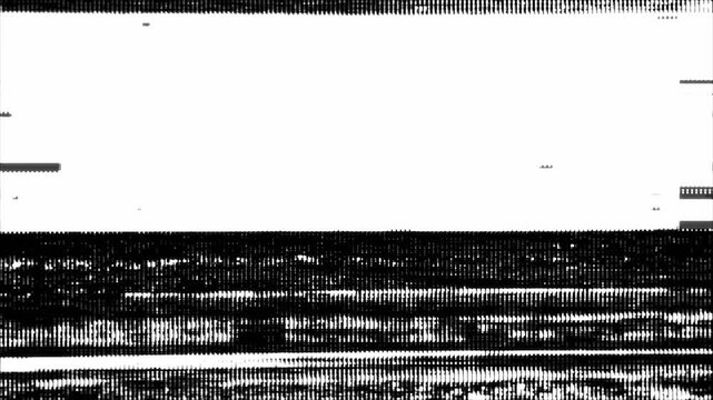 Distorted digital glitch noise, dirty grainy texture overlay with shifting pixelated bands, intense monochromatic