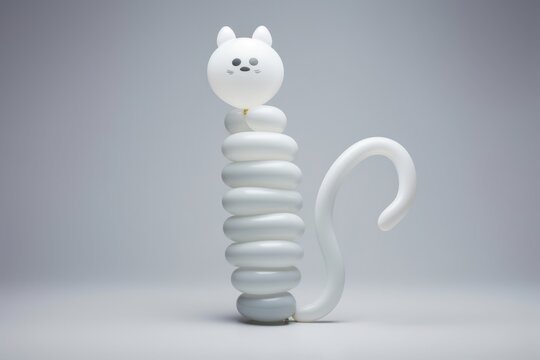 White cat modelling balloon gray representation porcelain.
