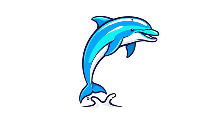 Naklejka premium Cute Dolphin Jumping Vector Illustration