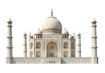 Obraz premium Iconic taj mahal monument with white marble architecture PNG isolated on transparent background