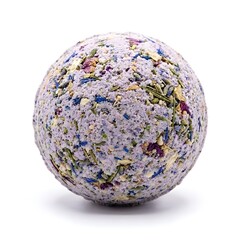Obraz premium Soothing Scented Bath Bomb On A White Solid Background Showing Soft Texture And Relaxing Spa Vibes Perfect For Wellness Aromatherapy And A Peaceful Self Care Routine