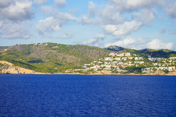 Fototapeta premium View of the Mediterranean and the coast of Ibiza. 