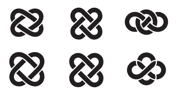 Celtic knot interwoven symbols on transparent background abstract design.