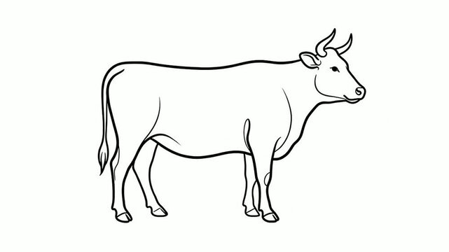 Minimalist Line Drawing of a Cow for Agricultural or Wildlife Content