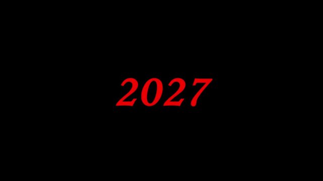 2027 text word redcolour black background.