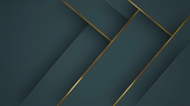 Video sequence of layered teal panels forming diagonal patterns with subtle gold trim