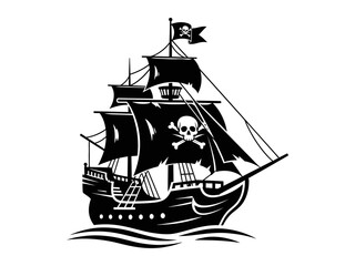 Pirate Ship Silhouette Vector Illustration © Sayang