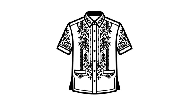 Filipino Barong Tagalog Shirt - Traditional Embroidered Formal Attire