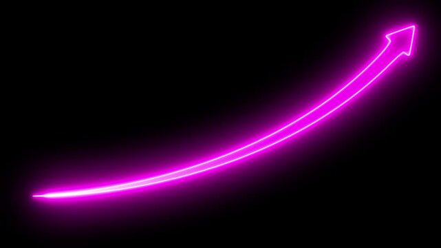 Digital neon sign business bar chart animation with rising arrow. Indicate strong revenue growth, financial success, marketing sales profit increase, positive analytics 4k Motion.