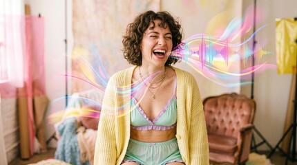 Fototapeta premium Macro photo of a woman in playful lingerie showing woman's features showing delicate skin pores natural beauty details and high-resolution skin texture with professional studio lighting