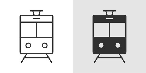 Tram Icon represents urban rail transportation, city transit services, and public mobility systems. © AQ Icons