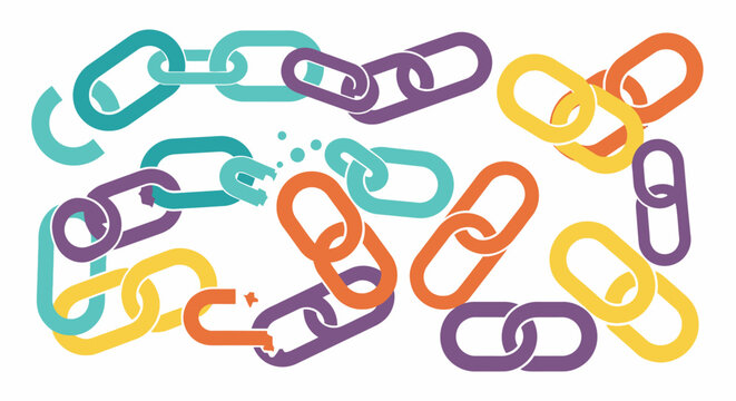 Broken Chain Links Vector Illustration