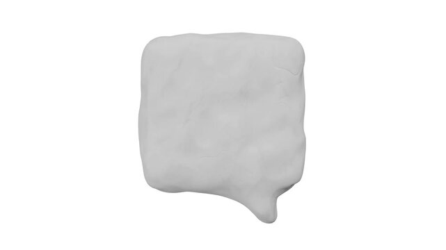 粘土でできた正方形の吹き出しの3DCGアニメーション。動くフレームの可愛いスタンプアイコン。子供向けのデコレーション素材