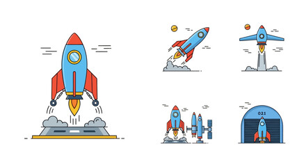 Rocket Ship Icon Set © Duniastock
