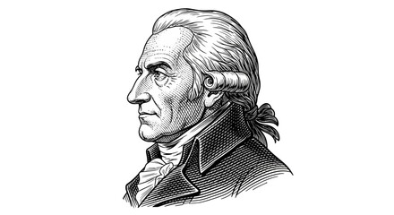 Classic John Adams Profile Portrait Typography Vector Design © Quensha