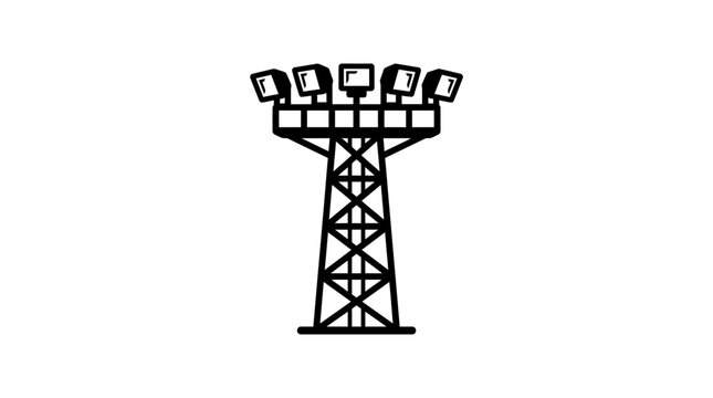 Floodlight Tower Icon, Stadium Lighting, Sports Arena Illumination