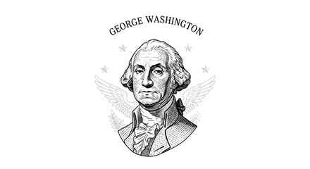 Obraz premium Classic George Washington Face Engraving Typography Vector Design