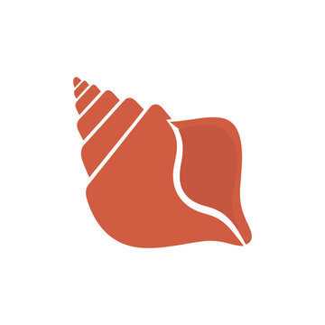 Minimalist reddish orange conch shell icon