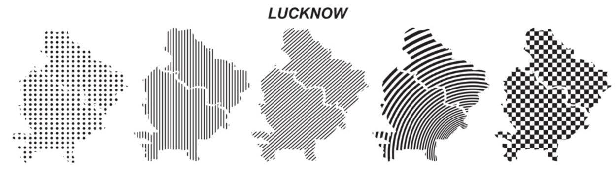 Lucknow map infographic design element, black abstract geometric pattern style Lucknow country landscape outline shape vector illustration