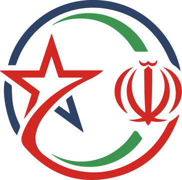 USA and Iran Relations Circular Logo Concept, American Star and Iranian National Emblem Vector Icon, Geopolitics, Bilateral Talks, and Diplomacy Graphic