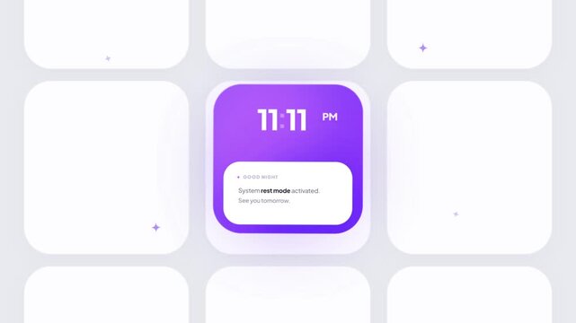 Smartphone screens displaying purple notification at 11 11 pm