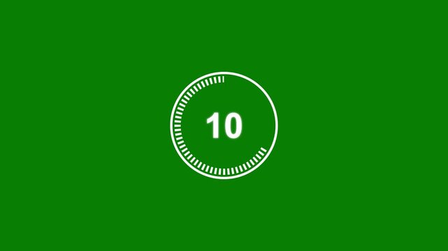 15 second countdown timer animation on green background, One minute timer countdown.Progress bars circle with countdown. Motion Graphic concept. animation