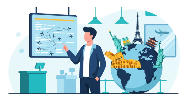 Global Travel Planning with Business Professional Presenting Destinations