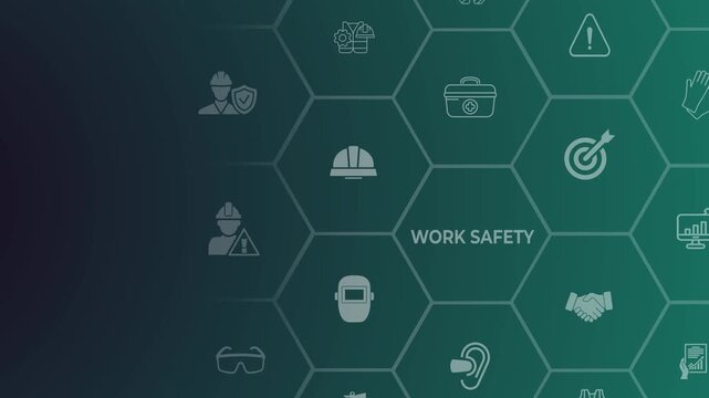 Work safety concept on the transparent background. Motion graphics of working standard process . Zero accidents. 4k video animation. 