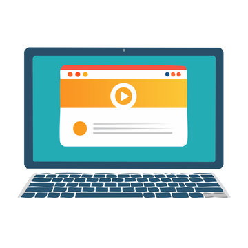 Blue laptop with orange keyboard and white keys