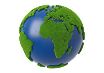 Obraz premium Earth globe with green continents and blue oceans isolated PNG isolated on transparent background
