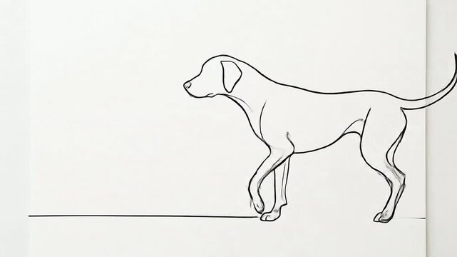 Simple Line Drawing of a Dog in Motion for Creative Projects