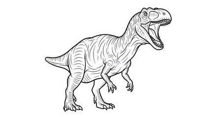 Tyrannosaurus Rex Dinosaur Roaring Outline Illustration. © Anis
